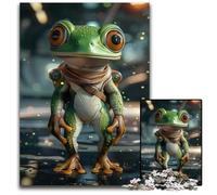 Puzzle 1000 Pieces Jigsaw Curious Frog AstronautWooden Puzzles Creative Family GameHome Decor for Teenagers 1000 PCS(75x50cm)