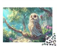 Puzzle 1000 Pieces Jigsaw - Cute Owl on Tree Branch, Wildlife Impossible Challenge for Adults, Educational Game & Home Decoration, 70x50cm/1000pcs
