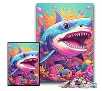 Puzzle 1000 Pieces Jigsaw Cute Shark cardboard Jigsaw Puzzles for Adults 26x38 cm DIY Home Decor Gift, Brain Teaser Game