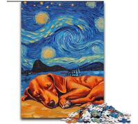 Puzzle 1000 Pieces Jigsaw Dachshund Night Sky Made of Wood, Skill Level Beginner, Great for Birthday 50x75cm Adult & Family Activity, DIY Home Decor Gift
