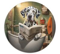 Puzzle 1000 Pieces Jigsaw Dalmatian Reading Newspaper 1000 Piece Round Jigsaw Puzzle for Holidays, Birthdays, And Family Game Nights 1000pcs (67.5x67.5cm)