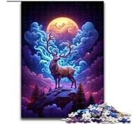 Puzzle 1000 Pieces Jigsaw Deer on The Peak Made of Wood, Perfect Christmas & New Year Gift, 50x75cm Brain Teaser Game for Teenagers, Perfect