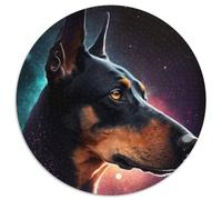 Puzzle 1000 Pieces Jigsaw Doberman Pinscher 1000 Piece Round Jigsaw Puzzles for Adults Ideal for Teenagers & Collectors, Travel Gift, Family Activity 67.5x67.5cm