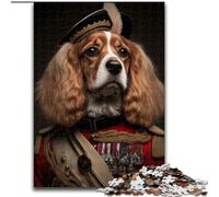 Puzzle 1000 Pieces Jigsaw Dog in Military Uniform cardboard Jigsaw Interactive Family Game, Brain Challenge, Educational Toy size 38x26cm