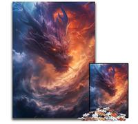 Puzzle 1000 Pieces Jigsaw Dragons in The Clouds Wooden Jigsaw Puzzles for Adults Ideal And Home Decor 50x75CM/19.68x29.52inch