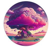 Puzzle 1000 Pieces Jigsaw Explosion Mushroom Cloud 1000 Piece Round Puzzle Family Game Night, Home Decor & Brain Training Gift 67.5x67.5cm