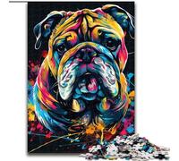 Puzzle 1000 Pieces Jigsaw Fantasy Bulldog Made of Wood, Unique DIY Home Decor Gift Idea 50x75cm Challenging & Entertaining, Family Activity