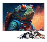 Puzzle 1000 Pieces Jigsaw Fantasy Frog Astronaut Jigsaw Puzzles for Adults for Parents, Lovers, Friends - Age 14+ 50x75CM/19.68x29.52inch