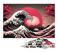 Puzzle 1000 Pieces Jigsaw Fantasy Japanese Waves Impossible Jigsaw Puzzles for Adults Family Activity, Brain Teaser, Home Decor, 50x75CM/19.68x29.52inch