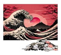 Puzzle 1000 Pieces Jigsaw Fantasy Japanese Waves Puzzles for Adults Perfect for Family Fun, Party Games, Birthday Party Favors 26X38CM/10.23x14.96inch
