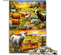 Puzzle 1000 Pieces Jigsaw Farm Animals Made of Wood, Skill Level Beginner, Great for Birthday size 50X75CM Adult & Family Activity, DIY Home Decor Gift
