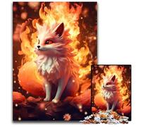 Puzzle 1000 Pieces Jigsaw Flaming Kitsune Nine TailPuzzles for Adults DIY Decoration Brain Challenge for Adult Family 1000 PCS(38x26cm)