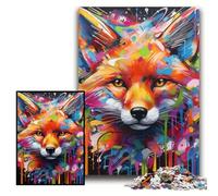 Puzzle 1000 Pieces Jigsaw Fox Graffiti 1000 Piece Jigsaw Toys Gift Educational Intellectual Decompressing Fun Family Game Size 26x38cm