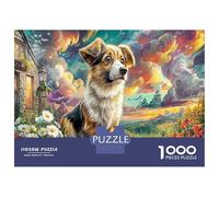 Puzzle 1000 Pieces Jigsaw Gift Set - Corgi Puppy at Sunset Home Decoration Challenging Great Gift Adults 52x38cm/1000pcs