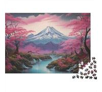 Puzzle 1000 Pieces Jigsaw Gift Set - Volcano Under The Pink Sunset Home Decoration Scenery Challenging Great Gift Adults 52x38cm/1000pcs