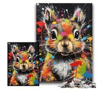 Puzzle 1000 Pieces Jigsaw Graffiti Painting Squirrel cardboard Jigsaw Puzzles for Adults 26x38 cm DIY Home Decor Gift, Brain Teaser Game