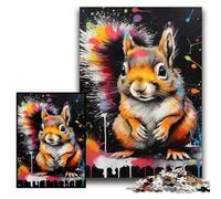 Puzzle 1000 Pieces Jigsaw Graffiti Painting Squirrel Impossible Jigsaw Puzzles for Adults 50x75 cm Birthday Gift Idea, Challenging Brain Teaser Game