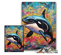 Puzzle 1000 Pieces Jigsaw Graffiti Painting Whale cardboard Jigsaw Puzzles for Adults 26x38 cm DIY Home Decor Gift, Brain Teaser Game