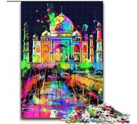 Puzzle 1000 Pieces Jigsaw Graffiti Taj Mahal Jigsaw Puzzles Made of cardboard,Family Fun Craft, Perfect for Birthdays, Holidays 1000pcs(26x38cm)