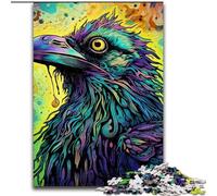 Puzzle 1000 Pieces Jigsaw Green Crow Challenging Puzzles Challenging Brain Teaser for Teenager, Family Game Night Fun 26x38cm