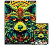 Puzzle 1000 Pieces Jigsaw Green Raccoon Challenging Puzzles Family Fun Activity, Brain Challenge, for Teenager 26X38CM/10.23x14.96inch