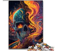 Puzzle 1000 Pieces Jigsaw Hellish Skull on Fire 1000 Pieces Puzzle Gifts for Birthdays, Holidays, And Special Occasions (Size 50x75cm)