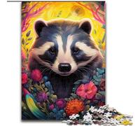 Puzzle 1000 Pieces Jigsaw Honey Badger Flowers Jigsaw Puzzles for Adults 1000 for Teenagers Educational Games Gifts 26x38cm