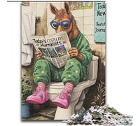 Puzzle 1000 Pieces Jigsaw Horse Go Toilet Challenging Puzzles Challenging Brain Teaser for Teenager, Family Game Night Fun 26x38cm