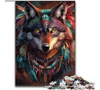 Puzzle 1000 Pieces Jigsaw Indian Wolf Adult Jigsaw Puzzles 1000 Pieces Family Activity Game, Home Decor Wall Art (Size 50x75cm)