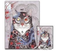 Puzzle 1000 Pieces Jigsaw Japanese Cat Snake Tattoo Puzzles for Adults DIY Decoration Brain Challenge for Adult Family 1000 PCS(75x50cm)