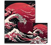 Puzzle 1000 Pieces Jigsaw Japanese Waves Difficult Puzzles for Adults Brain Challenge Gift, Educational Activity for Teenagers 50x75CM/19.68x29.52inch