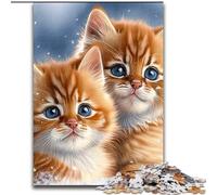 Puzzle 1000 Pieces Jigsaw Kitten in The Snow Jigsaws 1000 Pieces for Adults Christmas Halloween Mother's Day New Year Easter Gift (Szie 26x38 cm)