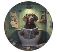 Puzzle 1000 Pieces Jigsaw Labrador Retriever Reading Newspaper Jigsaw Puzzles for Adults Family Game Night Fun, DIY Decorative Artwork 67.5x67.5cm