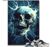 Puzzle 1000 Pieces Jigsaw Lightning Skull Jigsaw Puzzles Made of Wood Challenging Brain Teaser for Teenagers, Family Fun Interactive Game size 50X75CM