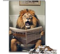 Puzzle 1000 Pieces Jigsaw Lion Reading Newspaper Impossible Jigsaw Puzzles for Adults Educational Game Challenge Toy (Size 38x26cm)