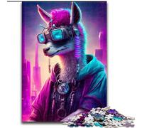 Puzzle 1000 Pieces Jigsaw Llama Cute Made of Wood, Perfect Christmas & New Year Gift, 50x75cm for Birthday Holiday Christmas