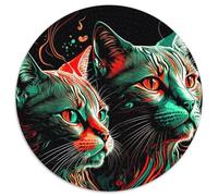 Puzzle 1000 Pieces Jigsaw Lovely Cats 1000 Piece Round Jigsaw Puzzles for Adults Ideal for Teenagers & Collectors, Travel Gift, Family Activity 67.5x67.5cm