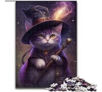 Puzzle 1000 Pieces Jigsaw Magic Cat Made of Wood, for Parents, Lovers, Friends - Age 14+ 50x75cm Engaging Family Game Night Activity