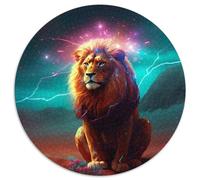 Puzzle 1000 Pieces Jigsaw Majestic Lion on Mars 1000 Piece Round Jigsaw Puzzles for Adults Interactive Family Game, DIY Home Decor Brain Challenge Gift 67.5x67.5cm