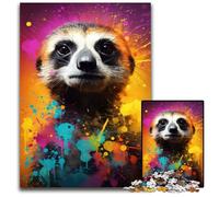 Puzzle 1000 Pieces Jigsaw Meerkat Colorful Wooden Jigsaw Puzzles Brain Challenge Gift Educational Activity for Teenagers 1000 PCS(75x50cm)