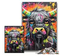 Puzzle 1000 Pieces Jigsaw Mgraffiti Painting Yak 1000 Piece Jigsaw Toys Gift Educational Intellectual Decompressing Fun Family Game Size 26x38cm