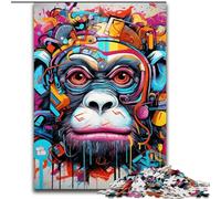 Puzzle 1000 Pieces Jigsaw Monkey Graffiti 1000 Pieces Puzzle Gifts, Ideal for Office, Bedroom, Living Room Decor 50x75cm