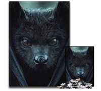 Puzzle 1000 Pieces Jigsaw Mysterious Black Bat with Piercing Eyes Dark Winged Creature Nocturnal Animal Decor Challenging Puzzles for Teenagers Teens Ideal Birthday 1000 PCS(38x26cm)