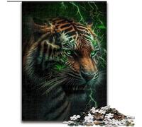 Puzzle 1000 Pieces Jigsaw Neon Tiger Made of Wood, for Parents, Lovers, Friends - Age 14+ 50x75cm Engaging Family Game Night Activity