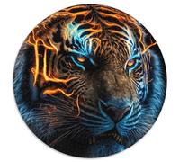 Puzzle 1000 Pieces Jigsaw Neon Tiger Round Puzzles for 1000 Piece Perfect for Christmas, Halloween, Easter, New Year 1000pcs (67.5x67.5cm)