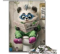 Puzzle 1000 Pieces Jigsaw Panda Go Toilet cardboard Jigsaw size 26x38cm Family Fun Activity, Brain Challenge, for Teenager