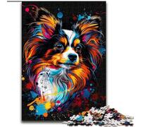 Puzzle 1000 Pieces Jigsaw Papillon Dog Art Made of Wood, Perfect Christmas & New Year Gift, 50x75cm Brain Teaser Game for Teenagers, Perfect