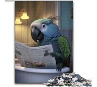 Puzzle 1000 Pieces Jigsaw Parrot Reading Newspaper Wooden Jigsaw Puzzles for Adults size 50x75cm for Home Decor & Holiday Fun