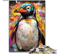 Puzzle 1000 Pieces Jigsaw Penguin Graffiti Challenging Puzzles Challenging Brain Teaser for Teenager, Family Game Night Fun 26x38cm