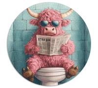 Puzzle 1000 Pieces Jigsaw Pink Yak Go Toilet Jigsaw Puzzles for Adults for Birthdays, Holidays, Space Party Decorations 1000pcs (67.5x67.5cm)